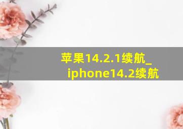 苹果14.2.1续航_iphone14.2续航